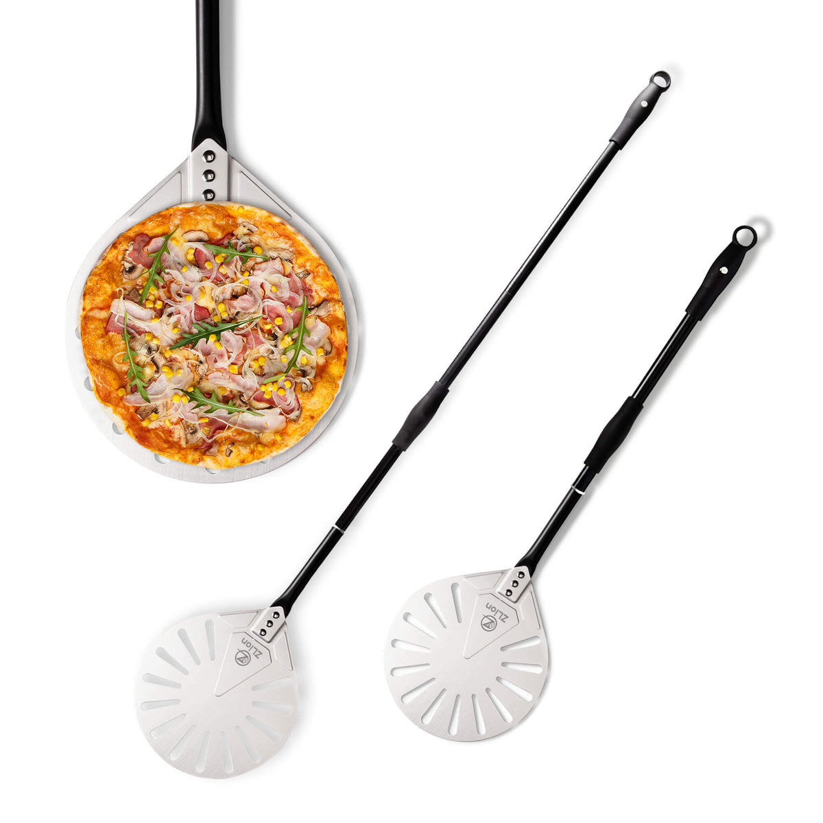 JETKONG Pizza Turning Peel - 8 Inch Perforated Aluminum Pizza Paddle With Wooden Handle - View #4