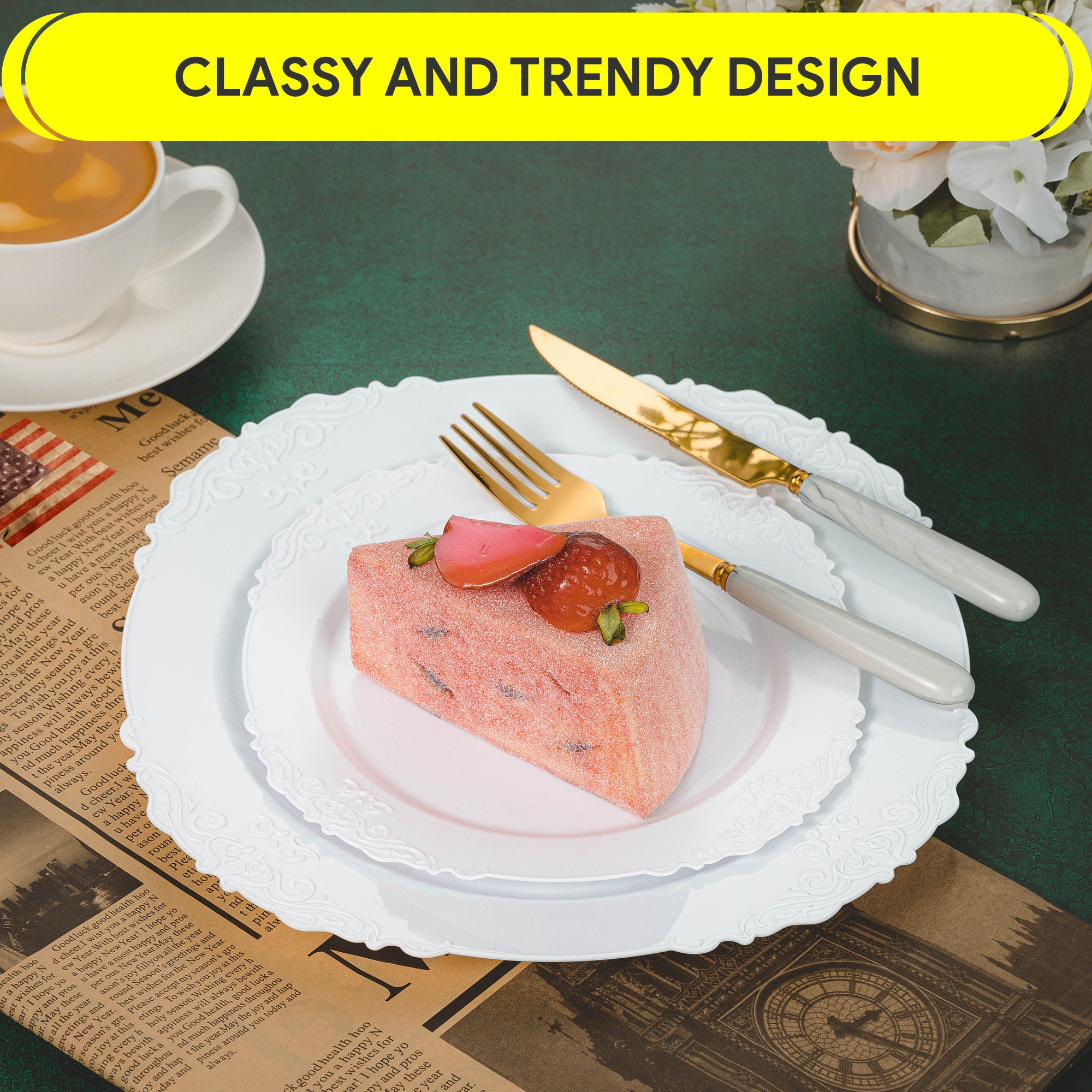 Elegant & Classy Disposable plates for parties, 30pcs 10.25" & 30pcs 7" set