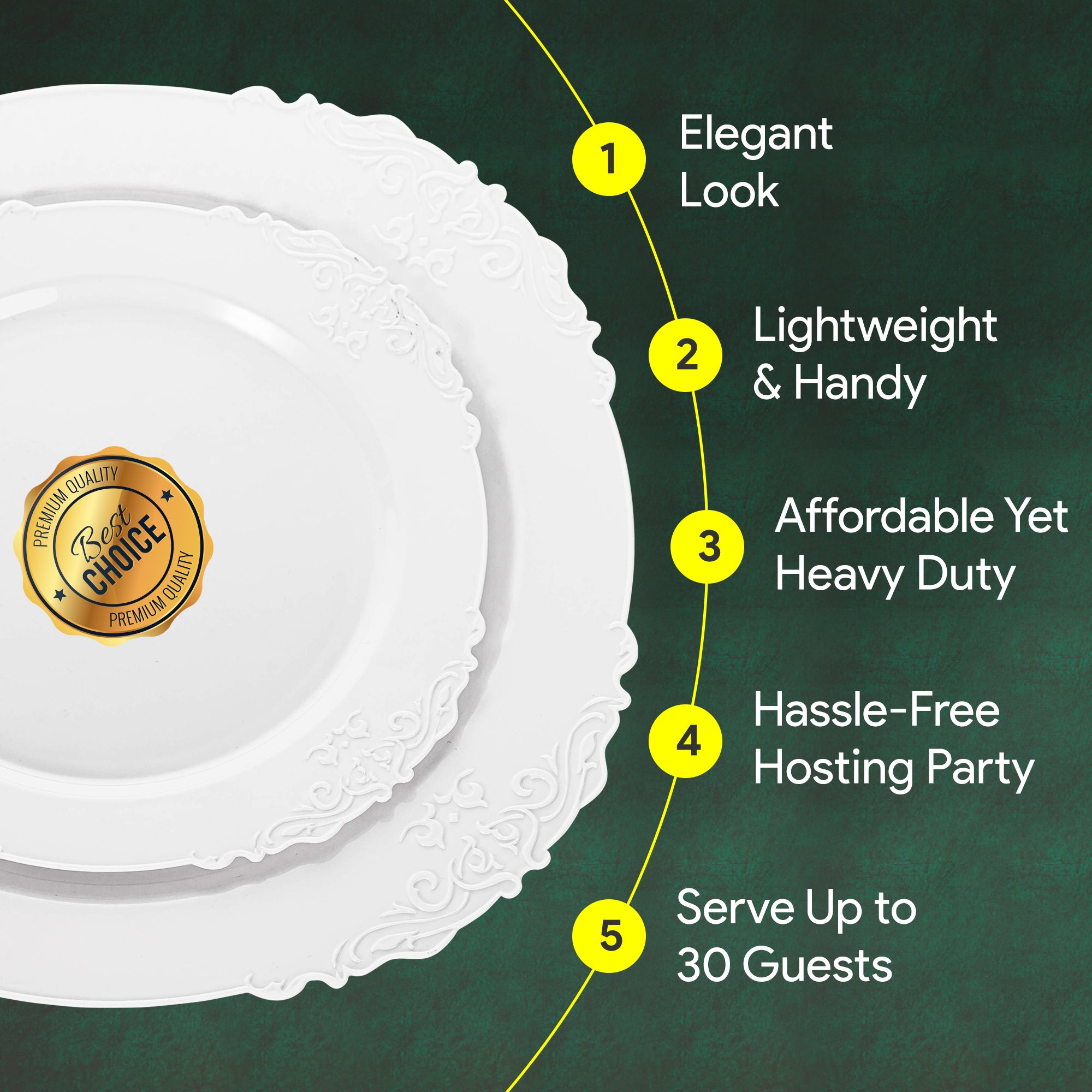 Elegant & Classy Disposable plates for parties, 30pcs 10.25" & 30pcs 7" set
