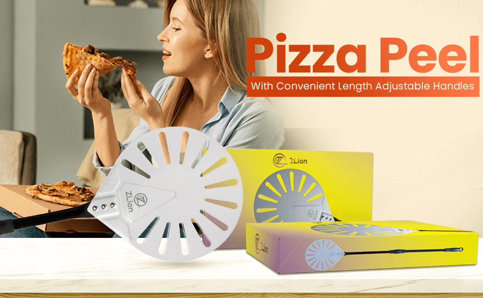 Pizza Turning Peel with Perforated Aluminum Blade with Length Adjustable Handle